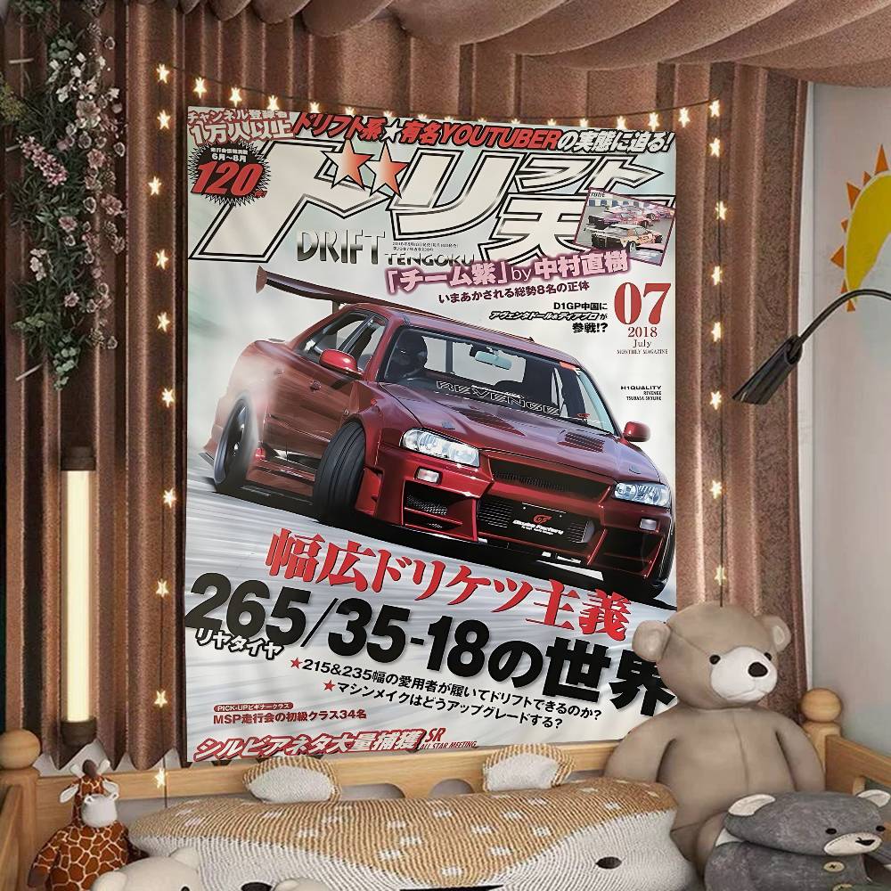 JDM Машина Япония Ретро 90-е Печатный Большой Настенный Гобелен Дешевый Хиппи Настенное Украшение Богемные Настенные Гобелены Мандала INS Домашний Декор