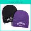 Autumn Winter Knitted Cap With Embroidered Letters And Acrylic For Streetwear And Hiphop Style