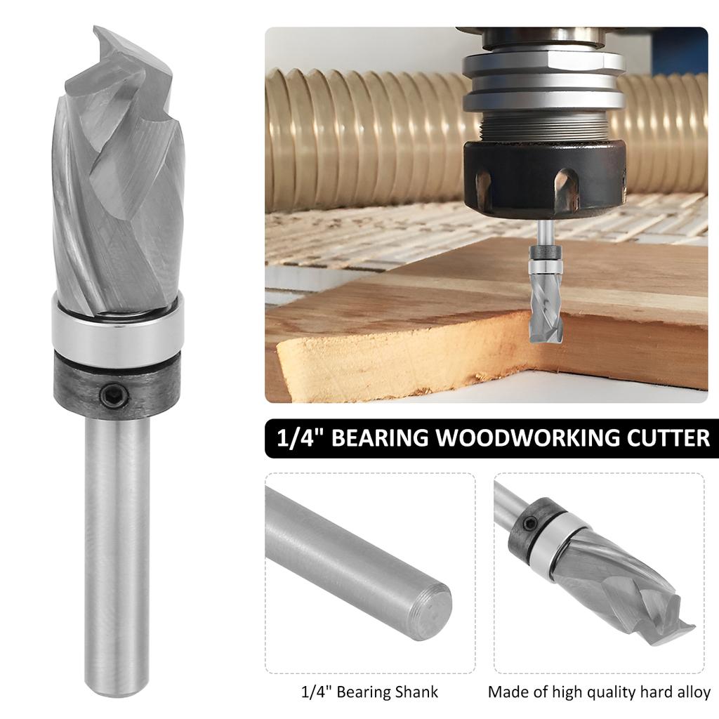 6.35mm Bearing Ultra-Perfomance Compression Flush Trim Router Bit 8 Mm Wood Milling Cutter Woodworking End Mill 1/4 Inch Router