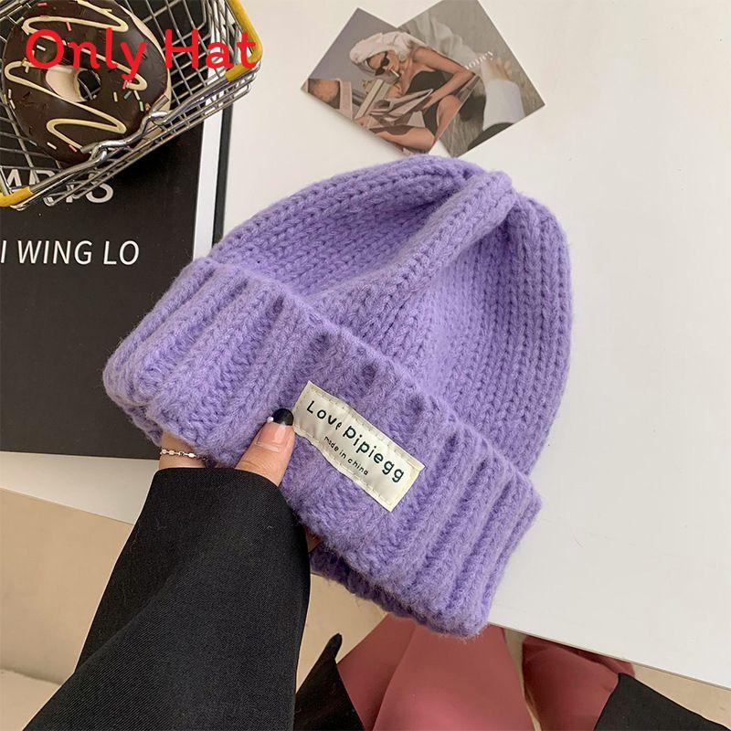 College Style Knitted Hat For Women With Warm Fleece For Winter Outdoor Activities