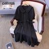 Plus Size Women's Summer New Vintage Simple Short Sleeved Doll Collar Dress