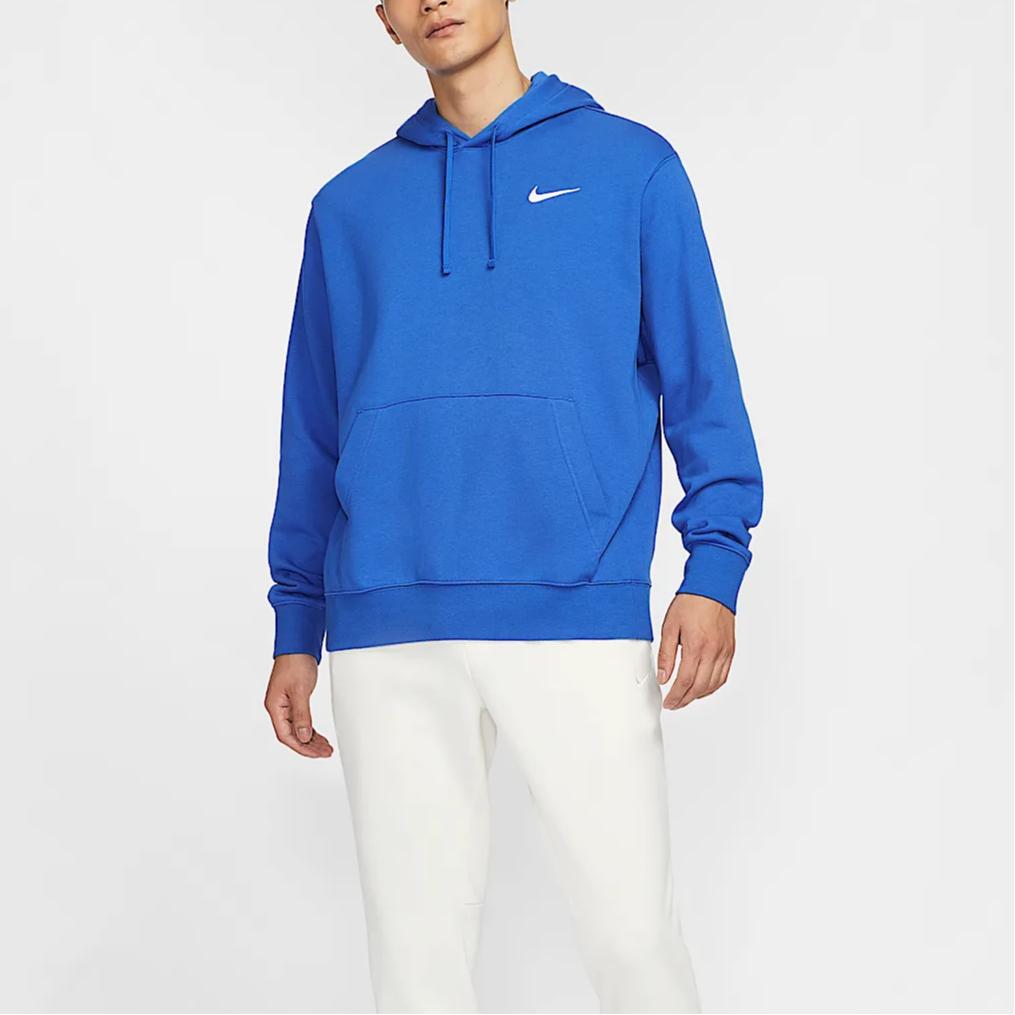 Nike Удобная повседневная спортивная толстовка с длинным рукавом с логотипом Мужские толстовки с капюшоном Royal-Blue White HF1177-493