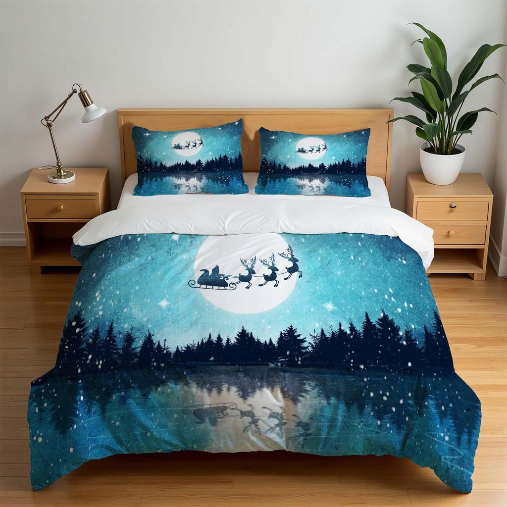 Christmas Series Theme Three-piece Digital Printing Bedding Three-piece Set