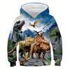 Vibrant Kids' Dinosaur Graphic Hooded Sweatshirt - Soft, Cozy, 3D Design Shoulder Pullover Style Gift Idea for Boys and Girls