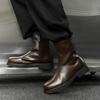Мужские кожаные ботинки 2025 Толстая подошва Боковая молния Универсальная обувь Роскошное качество Весна Осень Удобные мужские ботильоны