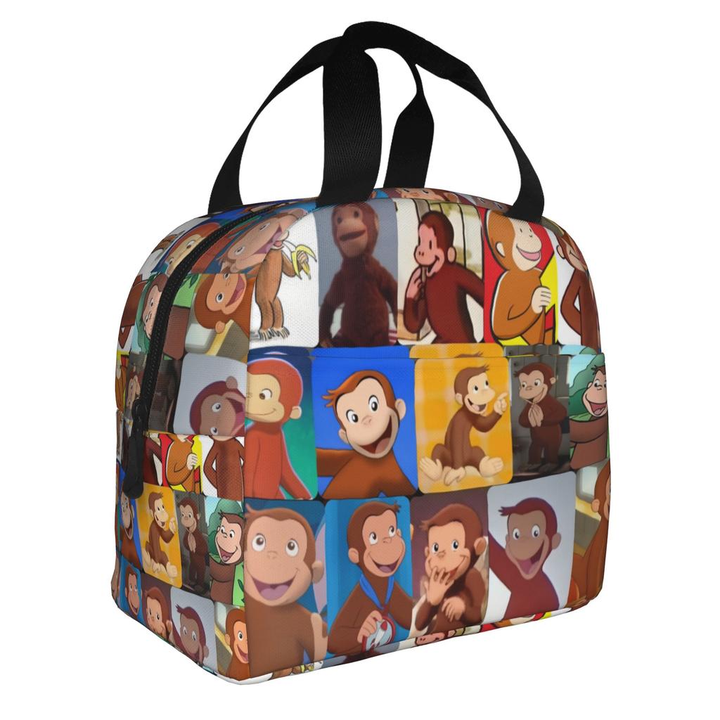 Cartoon Curious George Funny TV Monkey Anime Insulated Lunch Bags for Women Resuable Thermal Cooler Bento Box School