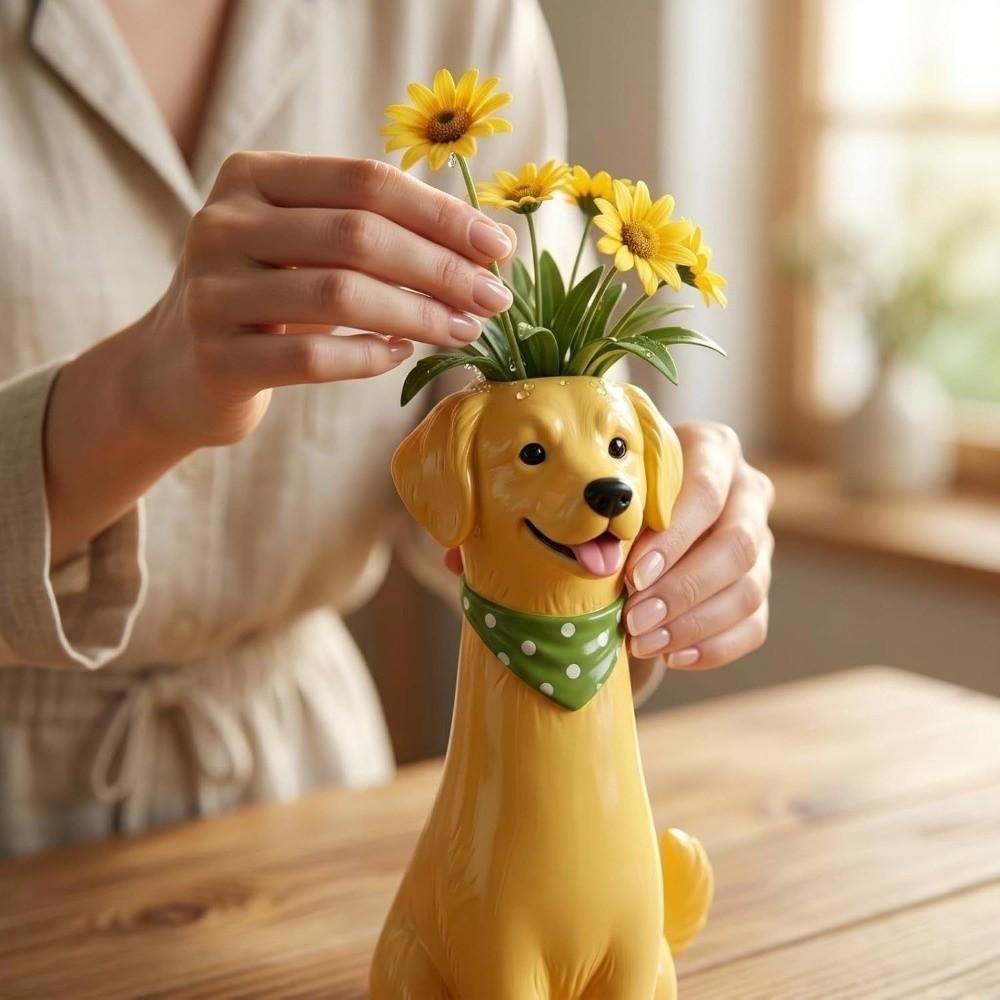 Handmade Dog Flower Vase Cartoon Animal Planter Modern Animal Flower Holder Home Decor
