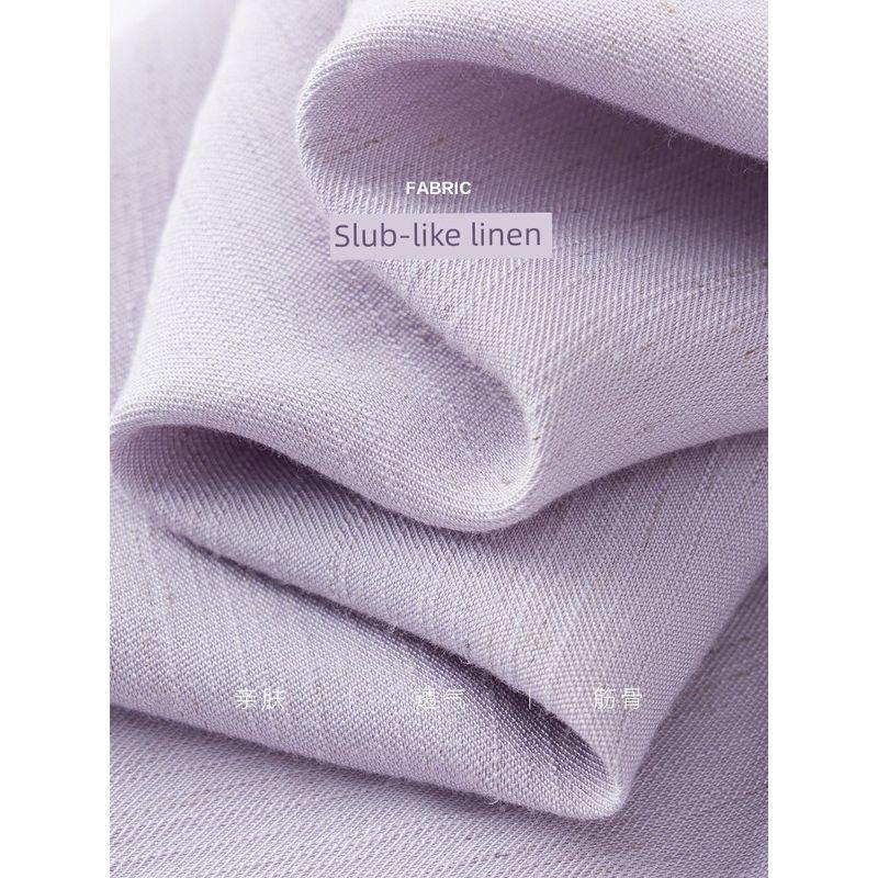 Xiaoli Plus size women clothing Breathable Bamboo Artificial Linen Age-Reducing Wooden Ear Shoulder Chubby Girl Summer Short sleeve Shirts