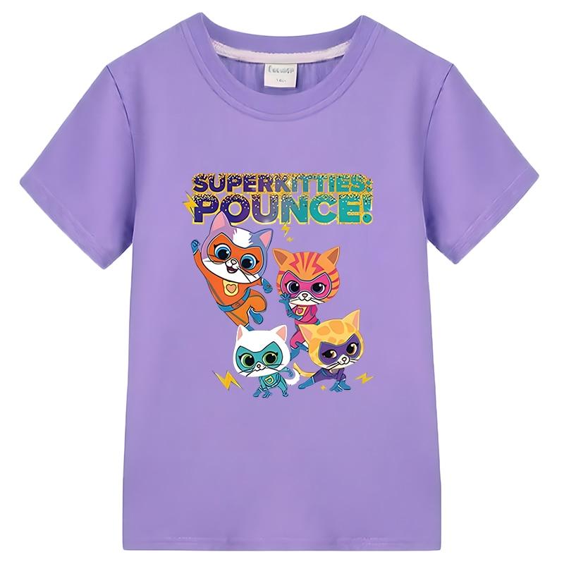 Детская футболка New Game Super Kitties, летние хлопковые топы с короткими рукавами y2k, цельная футболка для детей, одежда для мальчиков и девочек 10 лет, футболка с аниме