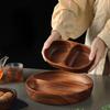 Wooden Dried Fruit Plate for Restaurant Kitchen,Japanese Style Divided Snack Plates, Fruit Refreshment Plate, Solid Wood Bowl Nut Platter Storage Box