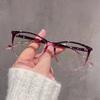 Fashion Cat Eye Eyeglasses Blue Light Blocking Optical Glasses Gradient Plain Lens for Women Men Ultralight Simple Style Eyewear