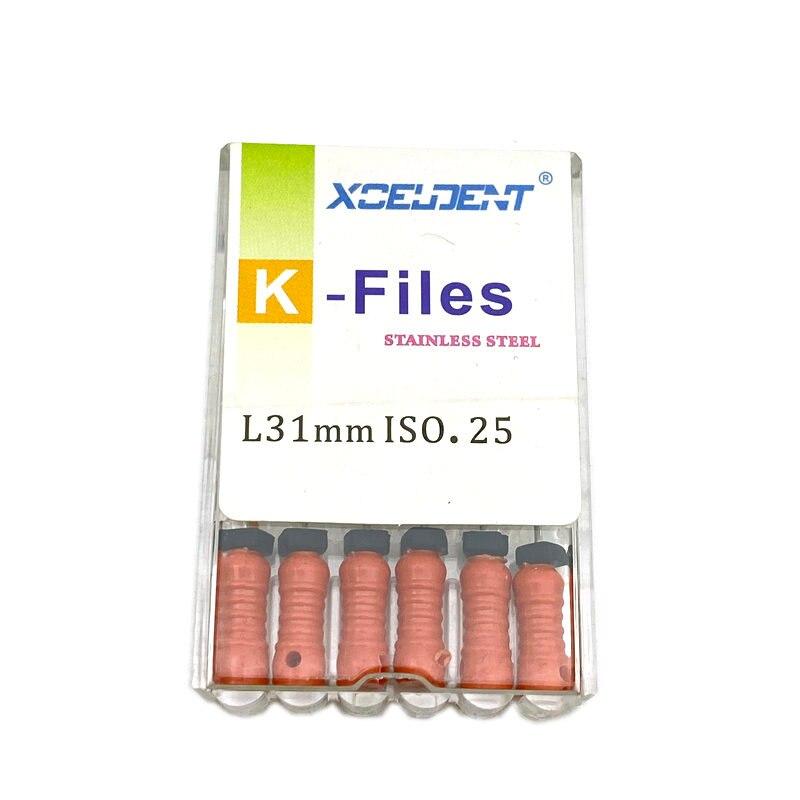 31 мм стоматологические K-файлы, эндо-файлы для корневых каналов, стоматологические ручные файлы, K-файлы из нержавеющей стали, инструменты для стоматолога