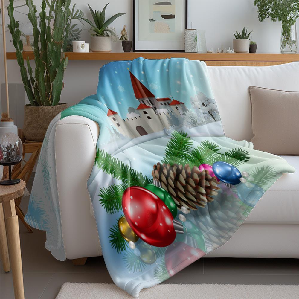 Winter Castle Tapestry Cozy Home Decor Nordic Style Throw Blanket Christmas Gift Dorm Room Decor Scenic Wall Hanging Holiday Vib