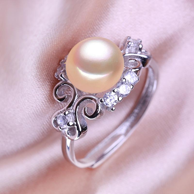 seniko Кольца с натуральным пресноводным жемчугом для женщин, модное женское кольцо с кубическим цирконием и CZ, ювелирные изделия с жемчугом, регулируемое кольцо