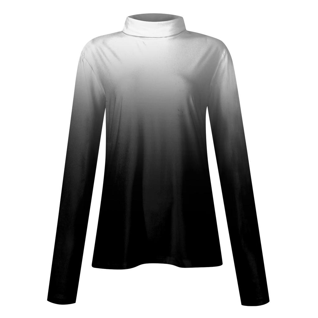 Women's Turtleneck Long Sleeve Shirts Printed Fall Fashion Basic Slim Fit Soft Thermal Tops