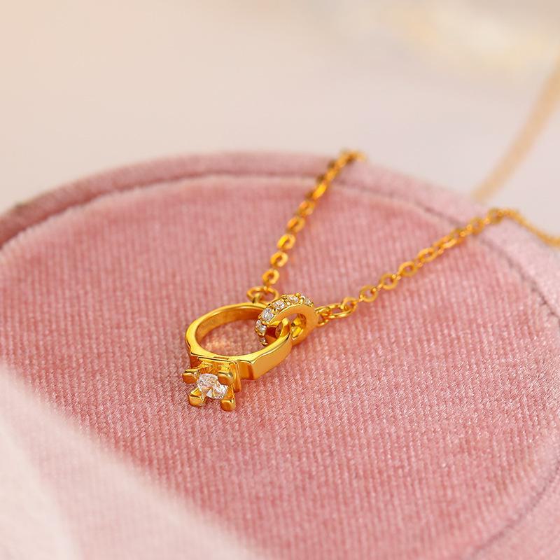 Ожерелье с подвеской в виде двойного кольца из серебра 925 пробы Banyan Tree Mobius - легкая роскошная цепочка на ключицу