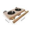 Bird Perch Feeder Wooden Stand Detachable Stainless Steel Feeding Cups Food Water Bowls for Macaws Lovebirds Cockatoos