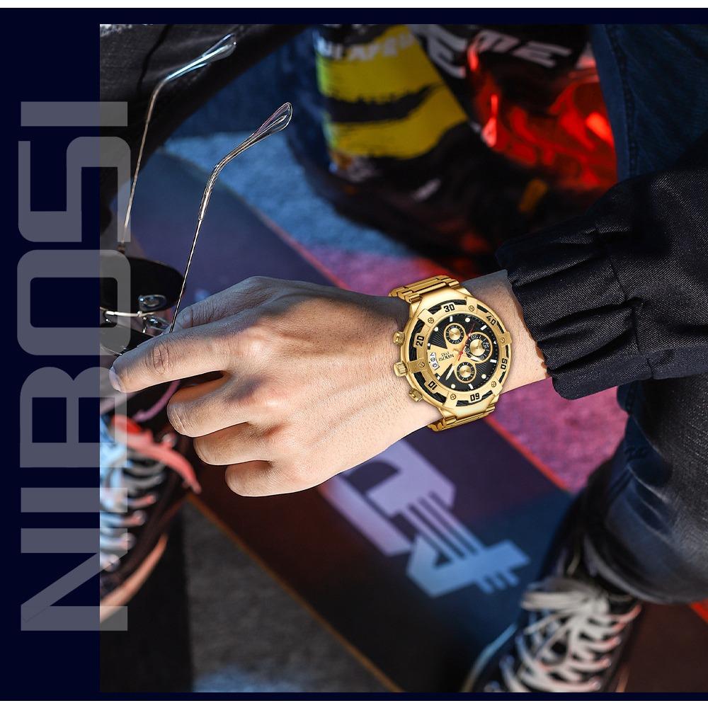 NIBOSI Новые многофункциональные мужские часы Модные деловые кварцевые часы