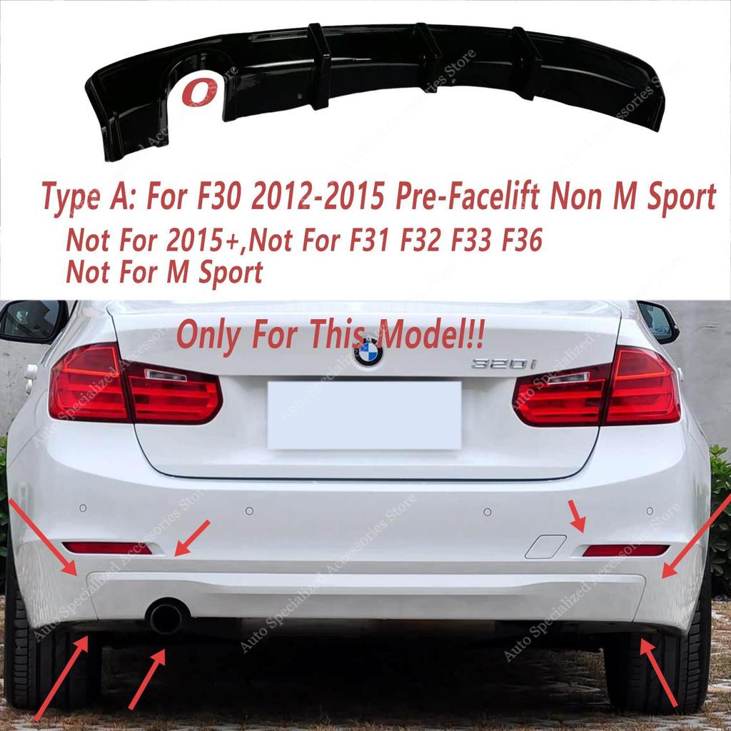 Fit For BMW F30 2012-2015 Pre-Lci Non M Sport MP ABS Rear Bumper Diffuser Valance Lip Covers 318i 318d 320i 320d Basic Bodykits