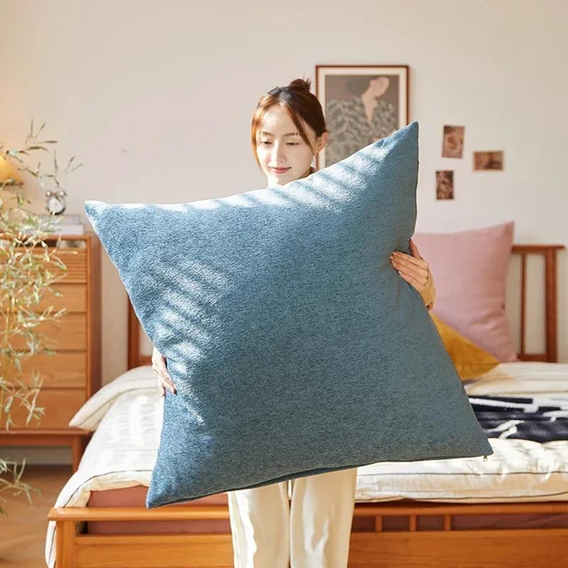 60x60/80X80CM Soft Chenille Large Square Pillow Cover Sofa Cushion Living Room Back Bedside Cushions Case Protector Solid Color