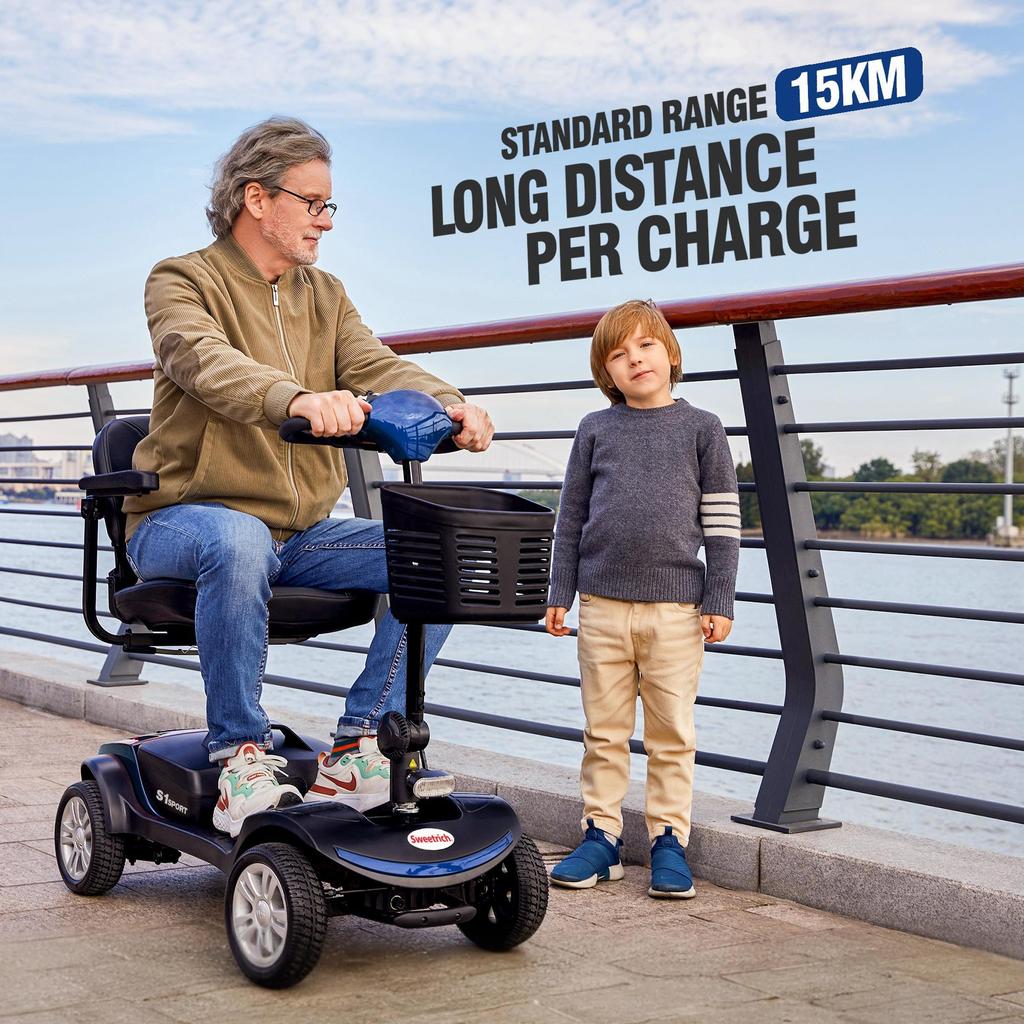 New Elderly 4-wheel Electric Scooter S1 Sport Foldable 4-wheel Electric Skateboard 300W 12AH Advanced Mobility Bicycle