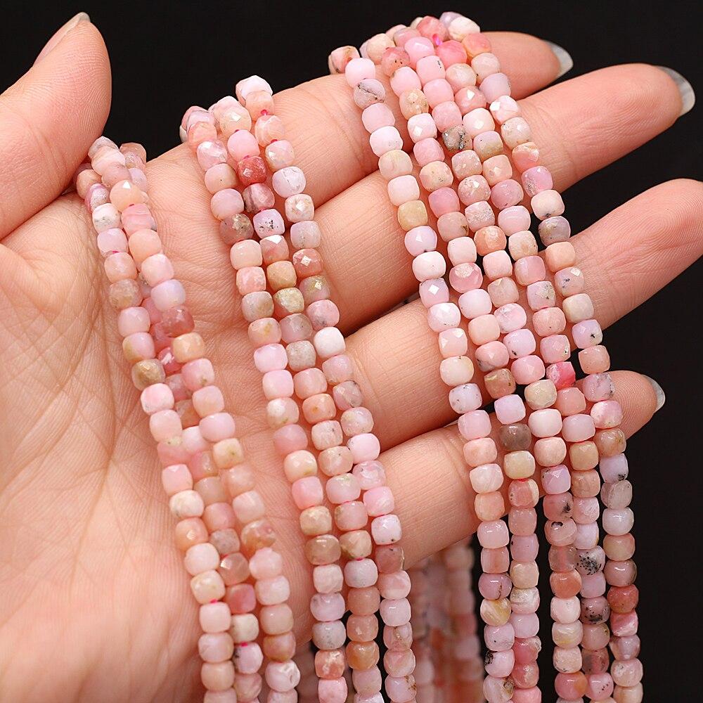Бусины из натурального камня, граненые квадратные изолированные бусины, розовый кварц/малахит для DIY, ожерелье, браслет, серьги, ювелирные аксессуары