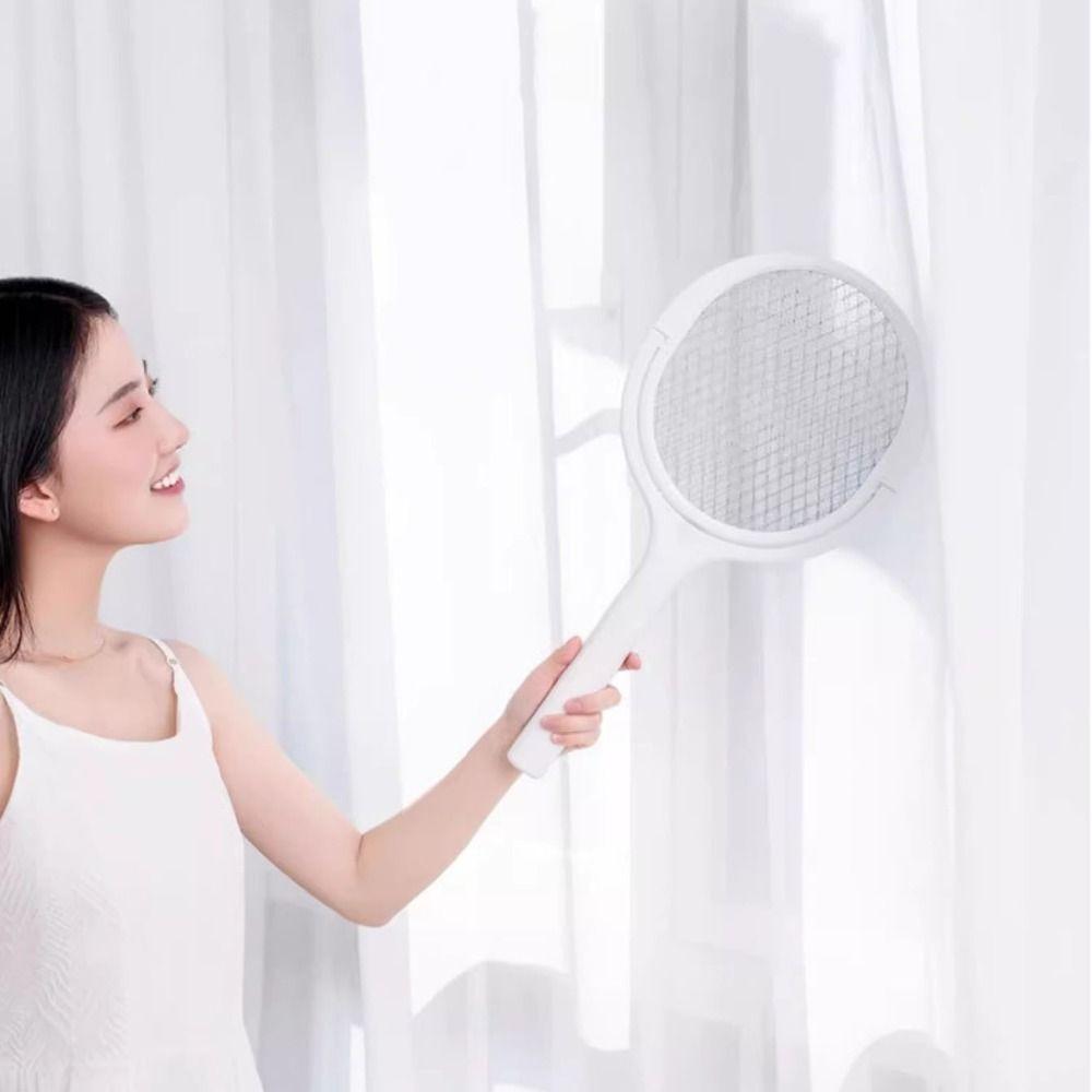 Rotating Head Fly Swatter Adjustable Angle Mosquito Zapper Electric Mosquito Swatter  Summer