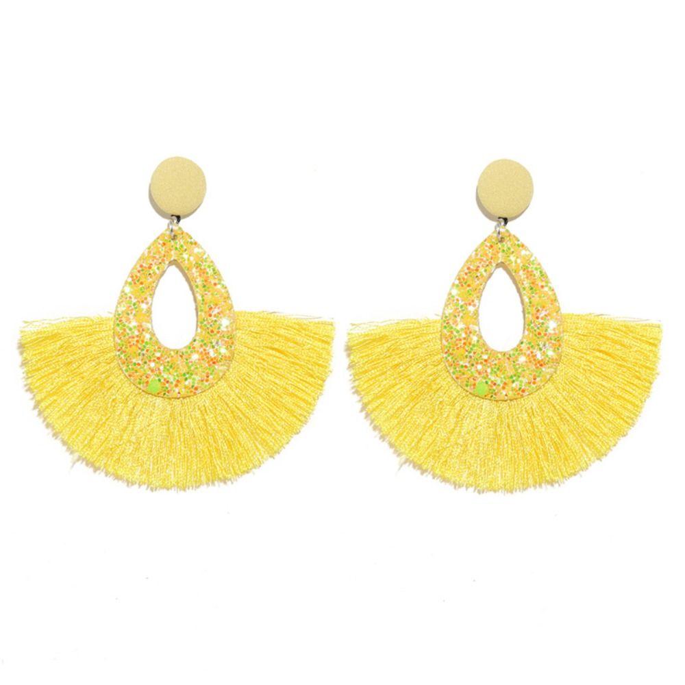 Серьги-капли с блестками и кисточками в богемном стиле, блестящие блестящие висячие свадебные серьги