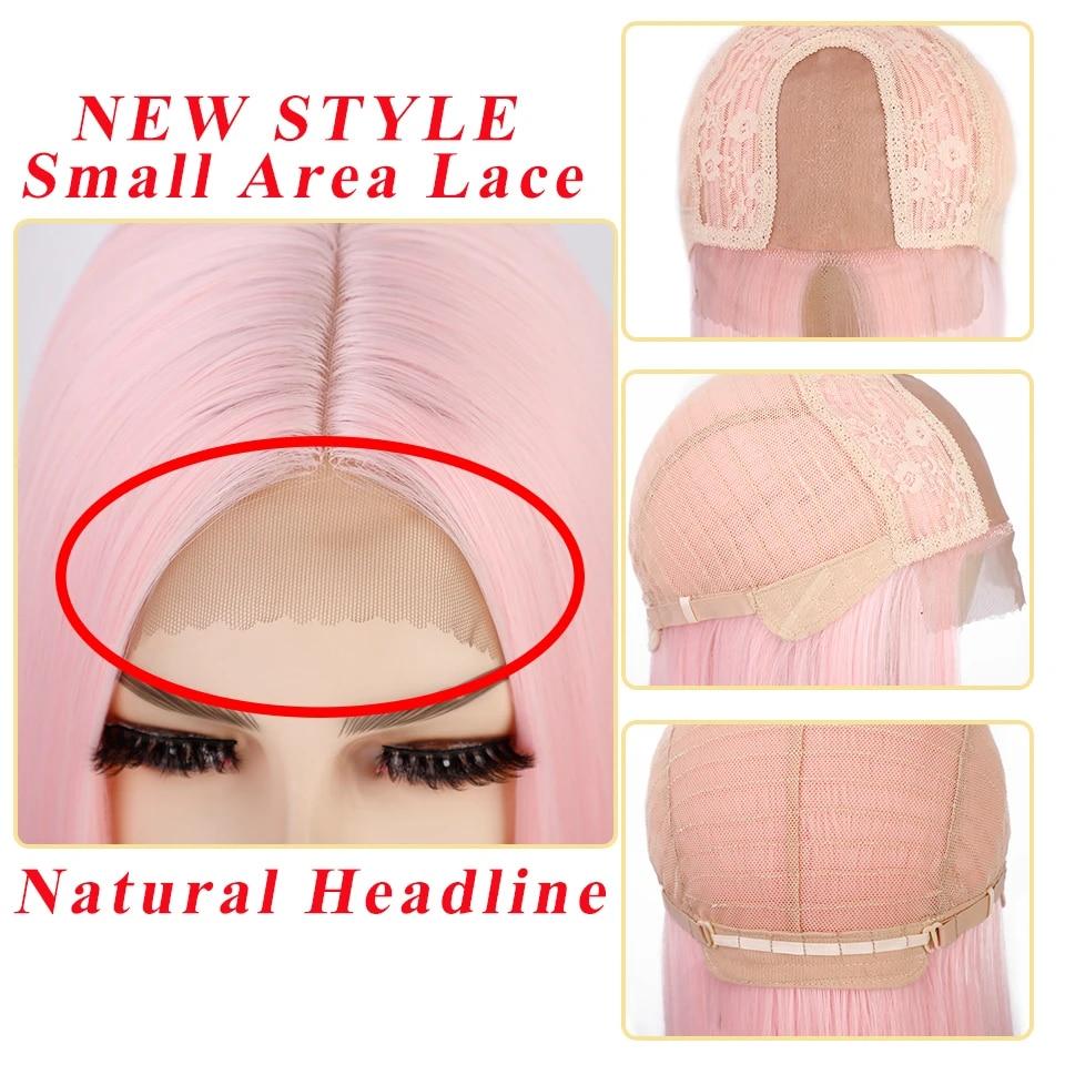 Синтетические парики Длинный прямой розовый парик для косплея для женщин Блондинка Черный Красный Оранжевый Средняя часть Женские парики