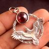 Garnet Bird Pendant Solid 100% 925 Sterling Silver January Birthstone Jewelry Reiki Pendant