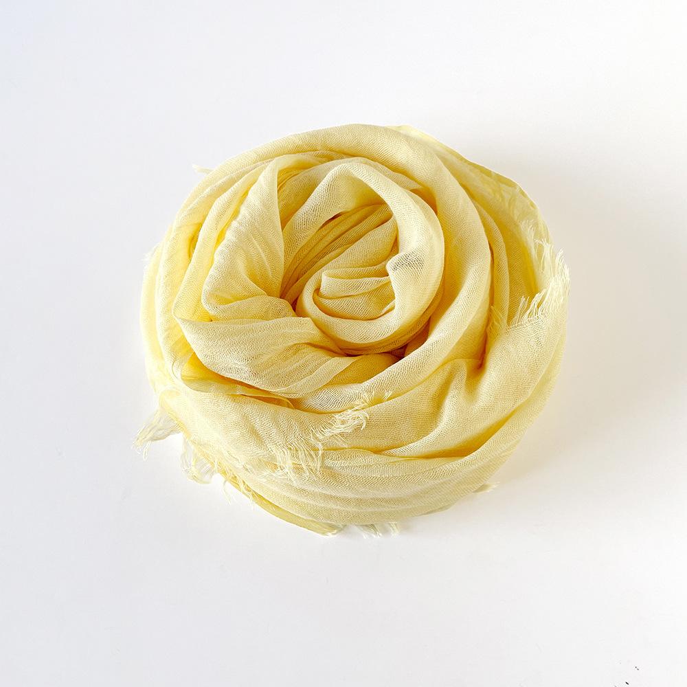 Solid Color Scarf Cotton and Linen Shawl Yarn Women's Summer Sunscreen Headscarf Retro Yarn Lengthened