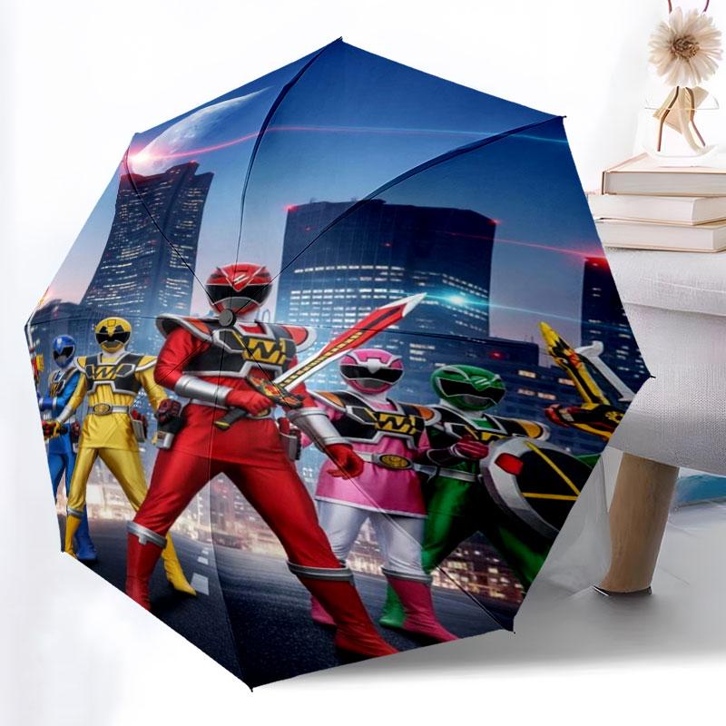 Superhero Power Rangers Umbrella Manual Open Close Umbrella Anti-UV Sun Rain Dual Use Umbrella