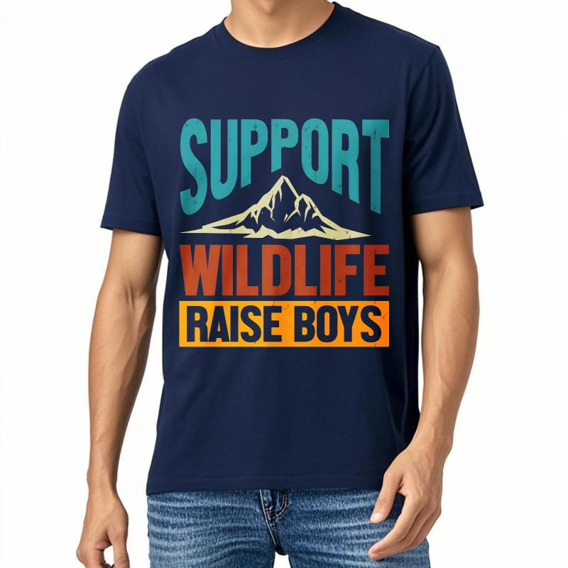 Unisex Summer Women tshirt Support Wildlife Raise Boys Mountain Design Short Sleeve Travel O Neck Tees Cotton Tshirt For Men