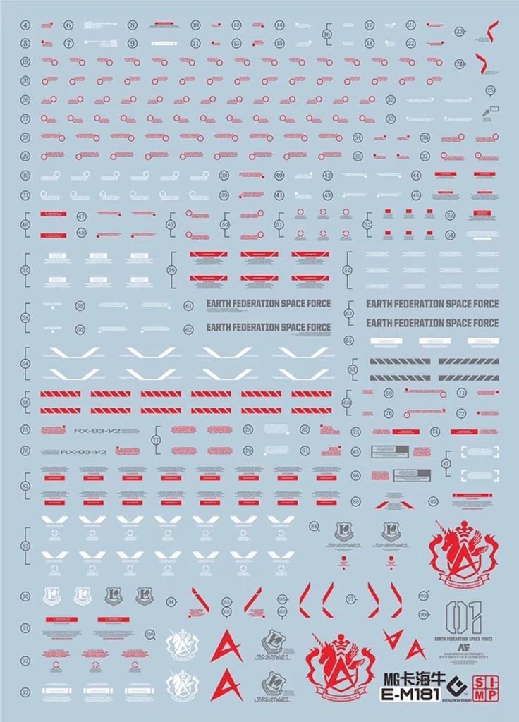 HG RG MG PG RE HiRM Robot MS Водопереводная наклейка для детализации деталей для MG Gundam Fluorescent!! (2 1/100 RX-93-v2 Hi-v Ver.Ka) [Элемент]