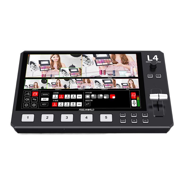 FEELWORLD L4 8-дюймовый коммутатор с 10,1-дюймовым сенсорным экраном, HDMI и SDI для многокамерной прямой трансляции