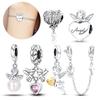 Серия Copperangel Ангел-Хранитель Крест Цепочка Безопасности Шармы Бусины Для Женщин DIY Оригинальный Браслет Ожерелье Украшения Подарок