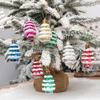 6pcs/box Plastic Painted Cedar Christmas Tree Ornament Painted Xmas Hanging Ornament  New Year