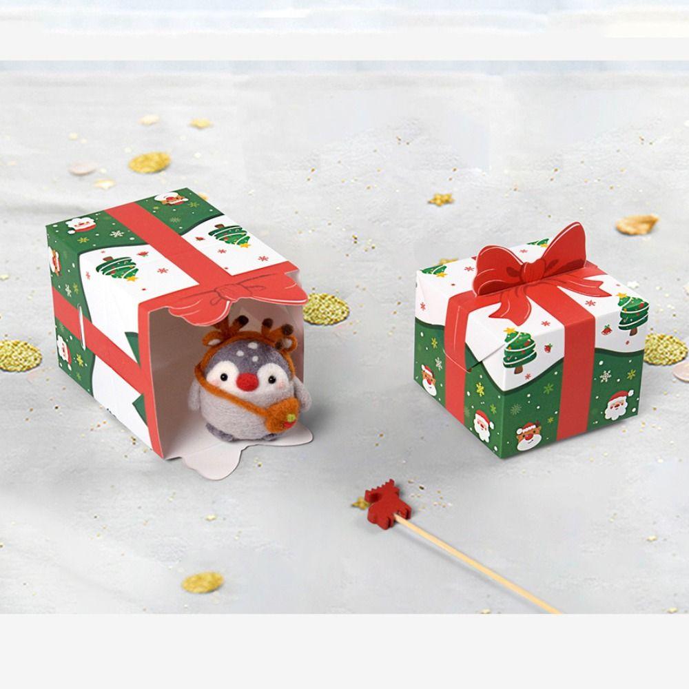 10Pcs 3D Bowknot Mini Christmas Packaging Box Funny Creative DIY Gift Storage Box Cartoon Handmade Xmas Supplies Christmas Decor