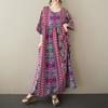 DIMANAF Plus Size New 2025 Women Summer Dress Basic Linen Beach Casual Long Fashion Loose Vintage Dress