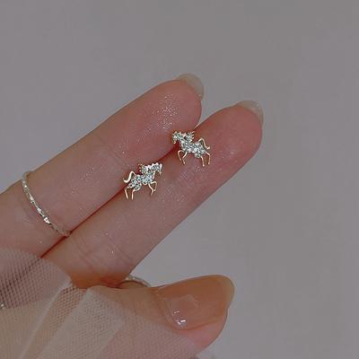 Серьги-пусеты Пегас с полными бриллиантами, серьги Tide, нишевый дизайн, легкая роскошь, серьги с микроцирконами