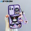 KEYSION Shockproof Case for VIVO V30 Pro 5G with Lanyard Soft Silicone Cute 3D Cartoon Doll Phone Cover for VIVO V30 5G V30 Pro