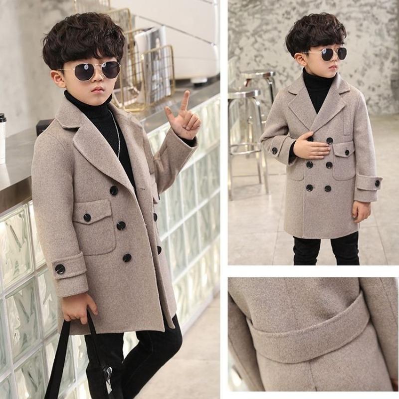Children's Warm, Padded Jackets for Fall and Winter; Children's Thick, Fashionable, Casual Mid-Length Wool Coats