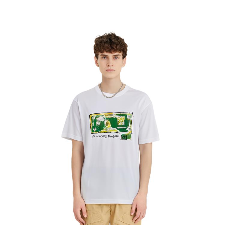 Uniqlo X Коллаборация с Jean-Michel Basquiat Весна/Лето 2024 Передний Графический Принт Футболка с коротким рукавом Унисекс Топы Белый 470740-00