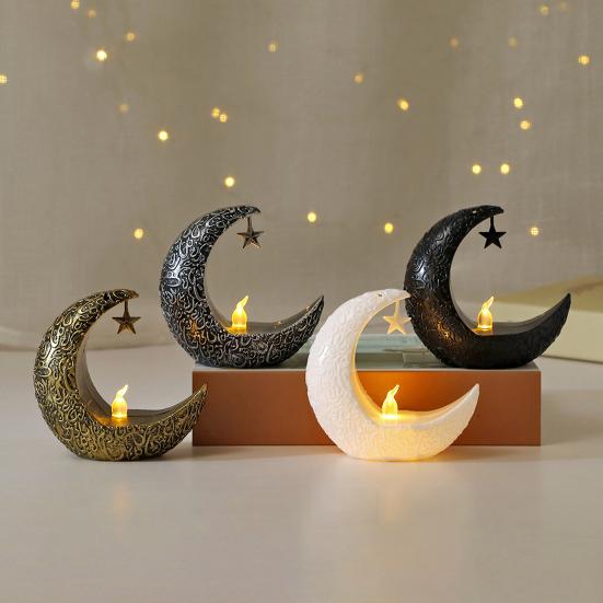 Mini Ramadan Moon Light Ramadan Decoration Soft Glow Battery Powered Eid Ramadan Candle Light Nightstand Decor