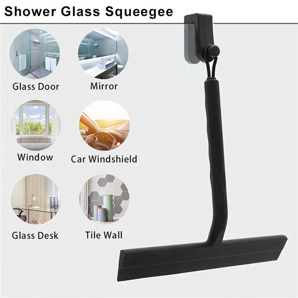 Силиконовый скребок для стекла с крючком для уборки ванной комнаты и окон