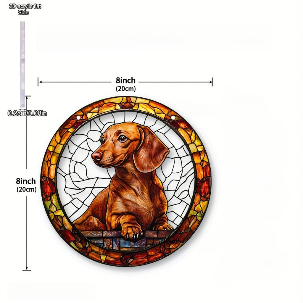 Милые Животные Собака Кошка Ловец Солнца, Художественный Витражный Подвес на Окно, Ловец Солнца, Защита от Солнца, Подарок Любителю Животных, Круглая Гирлянда-Знак из Акрила - Светлый
