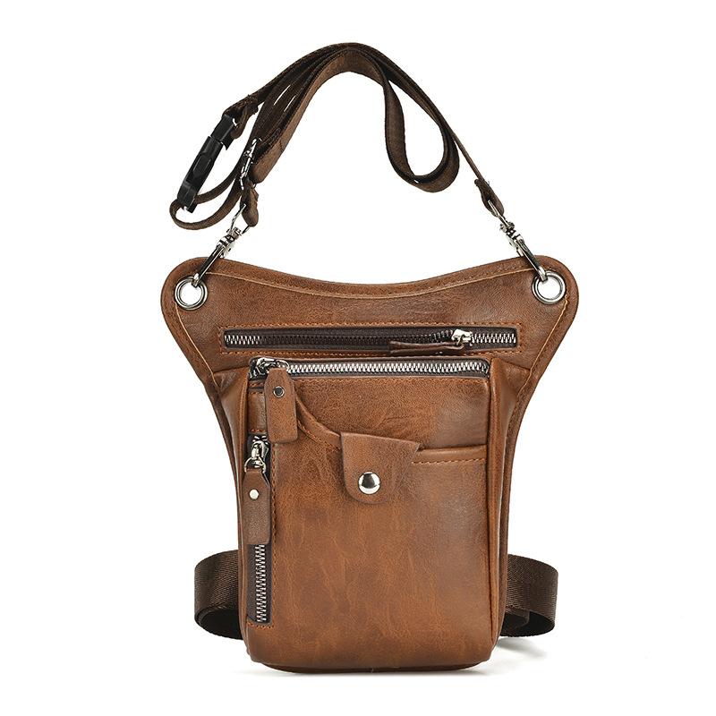 New Trend Men's Leg Bag Outdoor Sports PU Waist Bag Korean Retro Riding Bag Casual Hip Bum Bag For Travel Cycling Wholesale