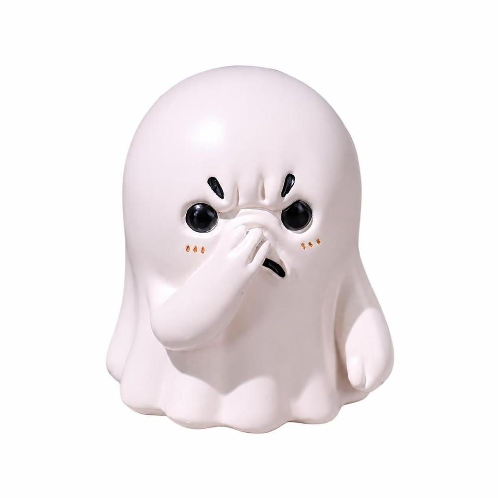 Resin Ornaments Halloween Nose-Pinching Ghost Desktop Decor Ghost Statue for Bathroom or Shelf