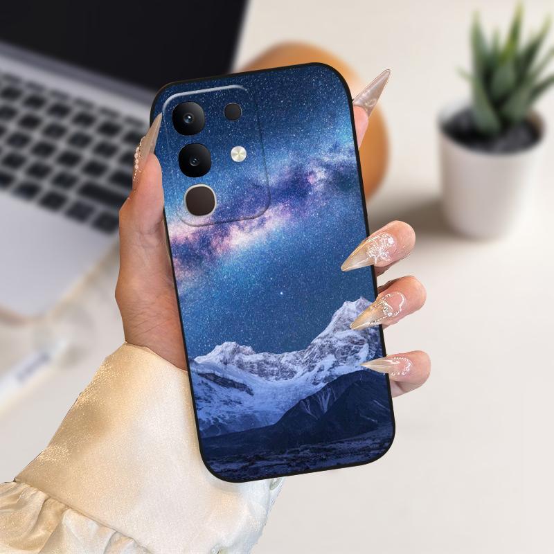 Для vivo Y29 4G Чехлы Y 29 Милый Мультяшный Принт Черный Мягкий Силикон ТПУ Чехол для Телефона Для Vivo T4x 5G Защитный Fundas Чехол Capa