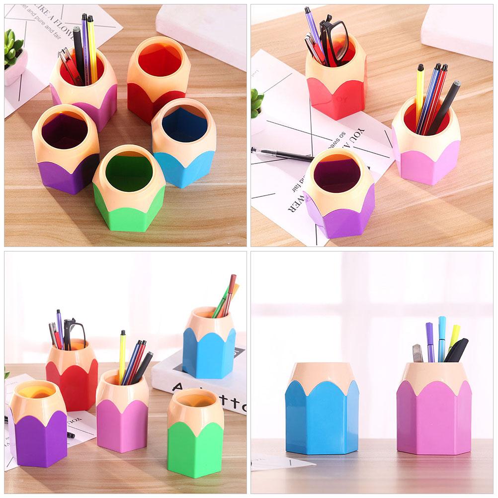 Holder Pen Organizer Shaped Brush Stand Cute Desk Makeup Cup Storage Colored Office Stationery Marker Crayon Vase Funny Supplies